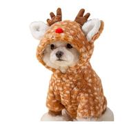 Reindeer Dog Costume - Christmas Elk Pet Hoodie Warm Fleece Puppy Coat Soft Winter Outfit for Small Dogs Cats Bichon Pomeranian Yorkie Teddy Holiday Party Dress Up (S(Suitable:3.5lb-5.5lb))