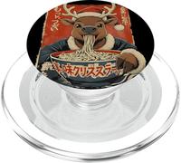 Reindeer Eating Ramen Noodles Ukiyo-e Christmas Pajama PopSockets PopGrip for MagSafe