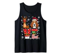Reindeer ELF Santa Hat Love Basset Hound Dog Xmas Tank Top
