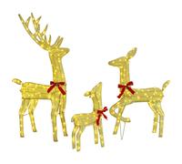 Reindeer Family 3 pcs Fabric Decor Christmas Figurines Festive Ornament vidaXL