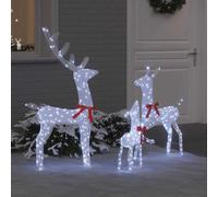 Reindeer Family 3-Piece Cool White Fabric 68 x 26 x 127 cm with LED Lighting USB Operation Weatherproof for Christmas Decoration Living Room and Protected Outdoor Areas Festive Atmosphere