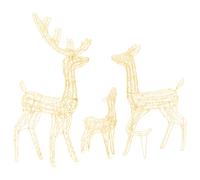 Reindeer Family Christmas Decoration 201 LEDs Xmas Reindeer Gold/White vidaXL