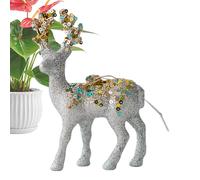 Reindeer Figure Decoration | Christmas Glitter Locked Sculpture | Festive Statue Ornament,for Border Bedside Study Bedroom Living Room Home Workplace Bookcase Bookshelf Craft