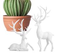 Reindeer Figures, Resin Christmas Table Decoration, 2 Pieces, Silver and White Reindeer Figures, Home Decoration, for Bedroom, Kitchen, Desk, Winter, Holiday, Study, Shop, Fireplace