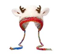 Reindeer Hat, Deer Storage Hats, Festive Christmas Antler Hat & Handbag 2-in-1, Windproof Warm Reindeer Beanie, Creative Xmas Gift for Women (A)