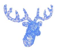 Reindeer Head with 140 Blue LEDs Made of Acrylic 68 x 36.5 x 62.5 cm, Weatherproof, USB Powered, Modern Christmas Decoration for Living Room, Window and Advent Season
