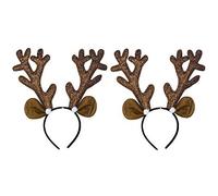 Reindeer Headband,2Pcs Christmas Reindeer Antlers Headband Xmas Antlers Hair Hoops Headdress Reindeer Antler Hair Hoop Headpiece Headwear Hair Hoop for Christmas Headbands for Christmas Party