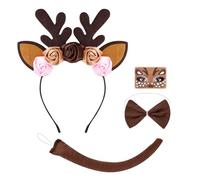 Reindeer Headband - Fluffy Headband with Deer Ears, Pretty Elk Antler Costume Accessories, Comfortable Plush Headwear | Funny Cosplay Headband for Girls Kids Winter Party Holiday Hello