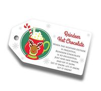 Reindeer Hot Chocolate Labels Tags for Funny Christmas Kids Activity and Schools, DIY Xmas Stocking fillers 250gsm (25)
