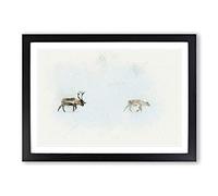 Reindeer in Abstract Framed Print | A2 Black Framed Wall Art | Ready to Hang | Abstract Fantasy Picture | Living Room Bedroom Lounge Office