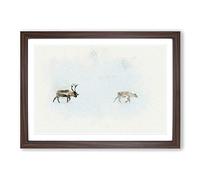 Reindeer in Abstract Framed Print | A2 Walnut Framed Wall Art | Ready to Hang | Abstract Fantasy Picture | Living Room Bedroom Lounge Office