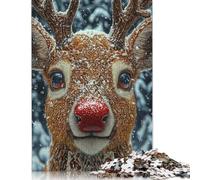 Reindeer in Snow Christmast Puzzle 500 Pieces Jigsaws Wooden Puzzles for Adults & Teenager for Adults Teenagers Age 12+ 500pcs (52x38cm)
