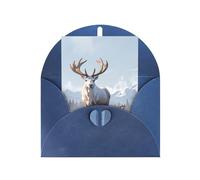 Reindeer in the snow patterned Blue party invitation, vertical greeting card, suitable for anniversary