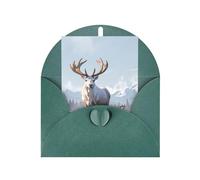 Reindeer in the snow patterned Dark Green party invitation, vertical greeting card, suitable for anniversary