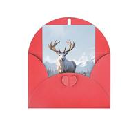 Reindeer in the snow patterned Red party invitation, vertical greeting card, suitable for anniversary