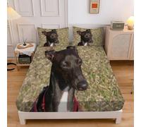 Reindeer King Size Fitted Sheets Dogs Pattern Fitted Sheet - Deep Pocket 30cm Soft Microfibre Fabric - Shrinkage and Fade Resistant Bedding - Bottom Sheet