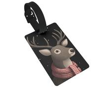 Reindeer Luggage Tag PVC Travel Bag Tag with Strap ID Card Label for Suitcase Backpack Carry On Baggage Identifier