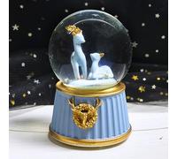 Reindeer Luminous Music Box Snow Globe Rotating Musical Crystal Ball Automatic Snowfall Elk Snow Globes Exquisite Desktop Ornament for Christmas Birthday Party Gifts
