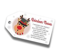 Reindeer Noses Labels Tags for Funny Christmas Kids Activity and Schools, DIY Xmas Stocking fillers Reindeer's Noses 250gsm (25)