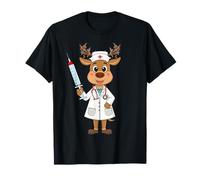 Reindeer Nurse Christmas Nursing Scrub Tops Stethoscope Xmas T-Shirt