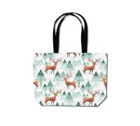 Reindeer On A Snowy Landscape Beach Shopper Tote Bag Warren Reed - Designer Green One Size
