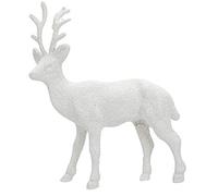 Reindeer Ornament Glittery Rose Gold Silver or White Standing Stag Statue Christmas Decoration 17cm (White)