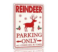Reindeer Parking Only Tin Sign Funny Christmas Metal Signs Retro Santa Sign Christmas Wall Art Decor For Home Cafe Shop 8x12 Inch