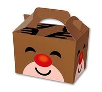 REINDEER PARTY BOXES - PACK OF 10 - Children/Kids Party Boxes Carry Food Meal Fun Picnic Birthday Wedding Favour / Baby Shower Party Box Loot Bag