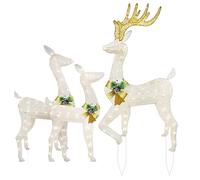 Reindeer Pathway Lanterns - Holiday Illumination Decor Glow Yard Light Decor, Garden Path Accents, Festive Lawn Stakes | Illuminated Reindeer Lantern Set 3pc For Outdoor Seasonal Display Across Patios