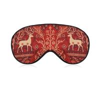 Reindeer Pattern Travel Eye Mask Blackout Eye Mask for Sleeping Airplane Eyemask with Adjustable Strap Sleep Masks for Women Men Soft Night Blindfold Eyemask