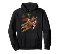Reindeer Pilot Christmas Aviator Flying Holiday Plane Pullover Hoodie