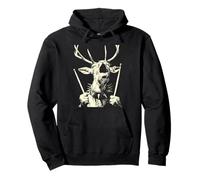 Reindeer Playing Drums Funny Musician Animal Drummer Punk Pullover Hoodie