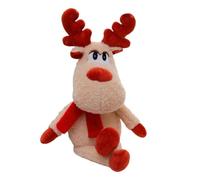 Reindeer Plush 50cm Large Soft Red Scarf Cute Christmas Toy | Elk Plush Animal Car Decor for Couch Sofa Table Bookshelf Bedroom Living Room Beige yellow
