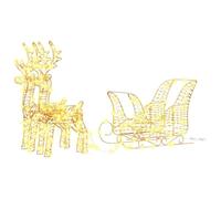 Reindeer Pull Sledge PET Warm White 30 x 12 x 55 cm with 160 LEDs USB Operated Christmas Decoration for Indoor and Outdoor Living Room Garden Festive Mood