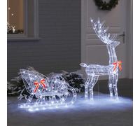 Reindeer Pull Sleigh Cold white 70 x 26 x 130 cm Acrylic