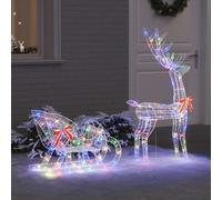 Reindeer Pull Sleigh Colourful 70 x 26 x 129 cm Acrylic