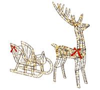 Reindeer Pull Sleigh LOVIISA 70 x 26 x 128.5 cm LED Light-Up vidaXL