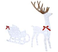 Reindeer Pull Sleigh LOVIISA 151 x 28 x 128 cm LED Light-Up vidaXL
