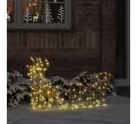 Reindeer Pull Sleigh with 160 LEDs Warm White Christmas Figurines Decor vidaXL