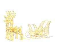 Reindeer Pull Sleigh with 160 LEDs Warm White Christmas Figurines Decor vidaXL
