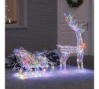 Reindeer Pull Sleigh with 200 LEDs Colourful 70 x 26 x 129 cm Acrylic Christmas Decoration Christmas Tree Decoration Tree Decoration Tree Decoration Tree Pendant Ornament Figure Christmas Tree Advent
