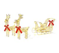 Reindeer Pull Sleigh with 160 LEDs Warm White Christmas Decoration vidaXL