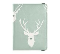 Reindeer Sage Green Cute Leather Passport and Vaccine Card Wallet Combo Wallet Combo Badge ID Vaccine Card Holder Wallet Waterproof, Reindeer Sage Green cute, One Size