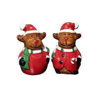 Reindeer Salt and Pepper Shakers Ceramic Xmas Novelty Rudolph Kitchen Table Pots