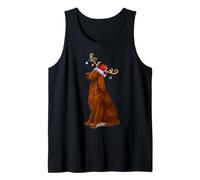 Reindeer Santa Hat Christmas Pajamas Irish Setter Dog Xmas Tank Top