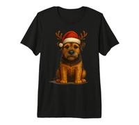 Reindeer Santa Hat Holiday Border Terrier Christmas Premium T-Shirt