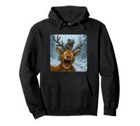 Reindeer Selfie T-Rex Dinosaur Chase Funny Humor Pullover Hoodie