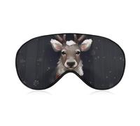 Reindeer Sleep Mask for Women Men Side Sleeper Eye Cover with Adjustable Strap Soft Breathable Blackout Mask Slip-Free Deep Sleeping Travel Essentials
