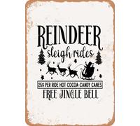 Reindeer Sleigh Rides Hot Cocoa Candy Canes Jingle Bell - Vintage Rusty Look home decor