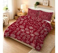 Reindeer Snowflake Super King Size Duvet Cover Sets Christmas Tree Easy Care Quilt Cover Scandinavian Soft Cosy Bedding Set with 2 Pillowcases for Mens Aldult Bedroom Decor AW-3